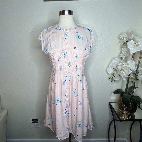 Free People Greatest Day Smocked Mini Dress M - Picture 2 of 9